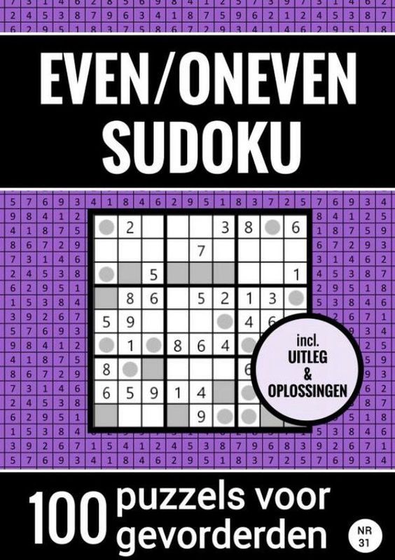 Puzzelboek - Even/Oneven-Sudoku - 100 Puzzels - A5 - Paperback - Zwart/Wit
