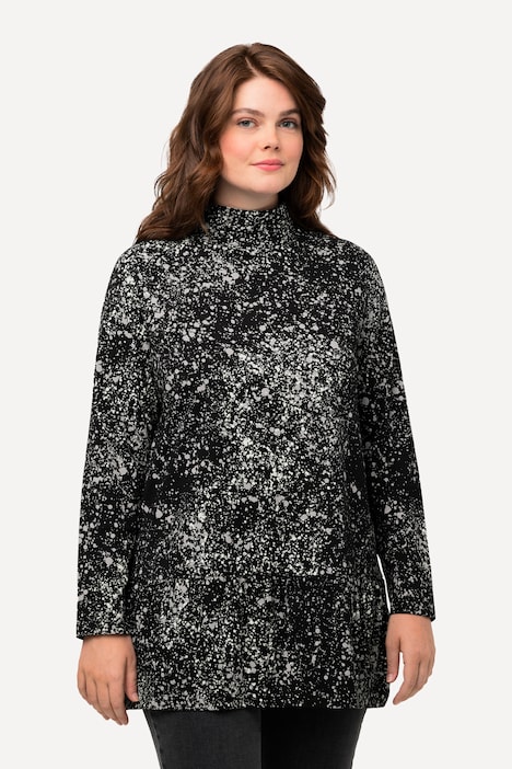 Longshirt, Punkte, Volant, Stehkragen, Biobaumwolle