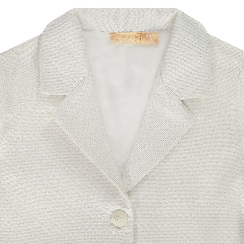 Veste courte de tailleur en jacquard et lurex pour fille - Ecru