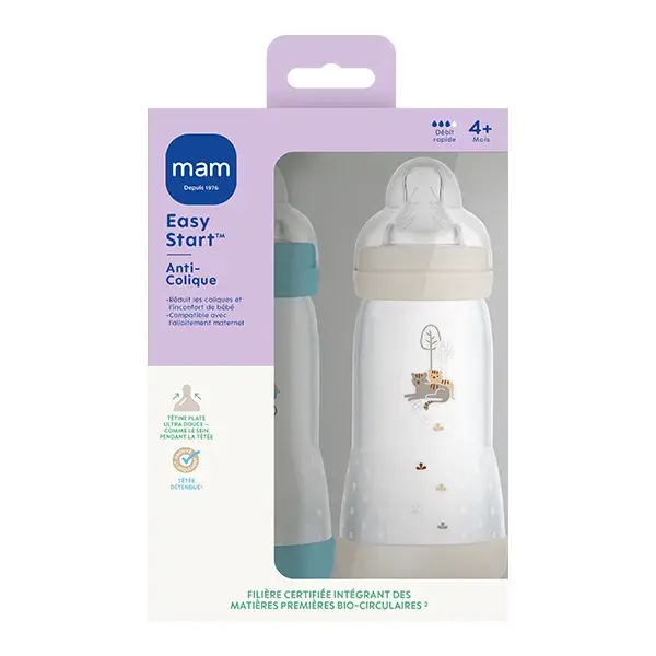 Mamadeira Mam Baby Ocean + Teto Areia Flow 3, 2 x 320ml