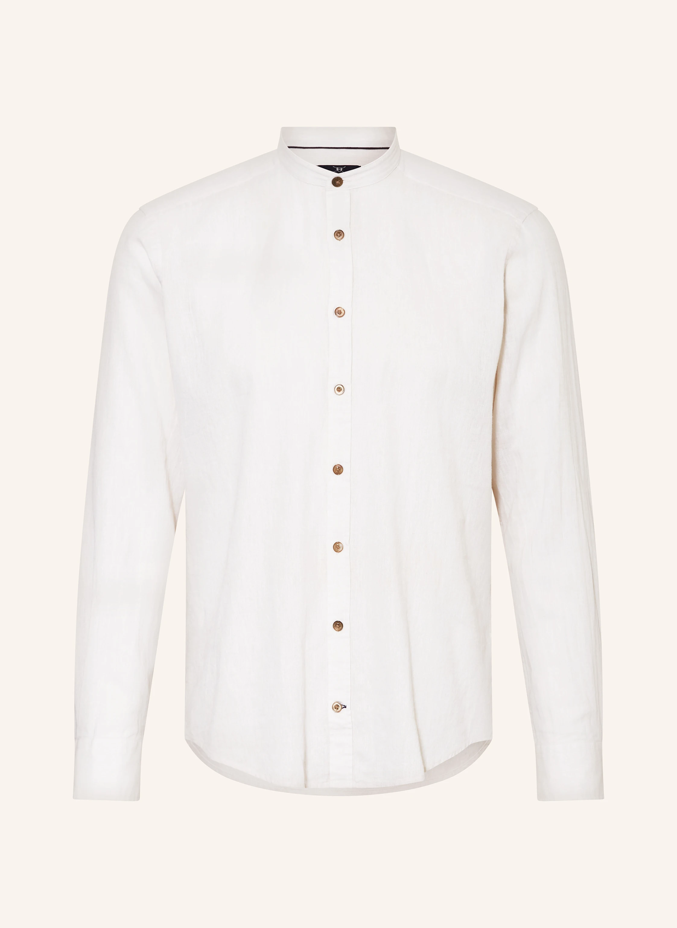 STROKESMAN'S Hemd Modern Fit mit Stehkragen und mit Leinen