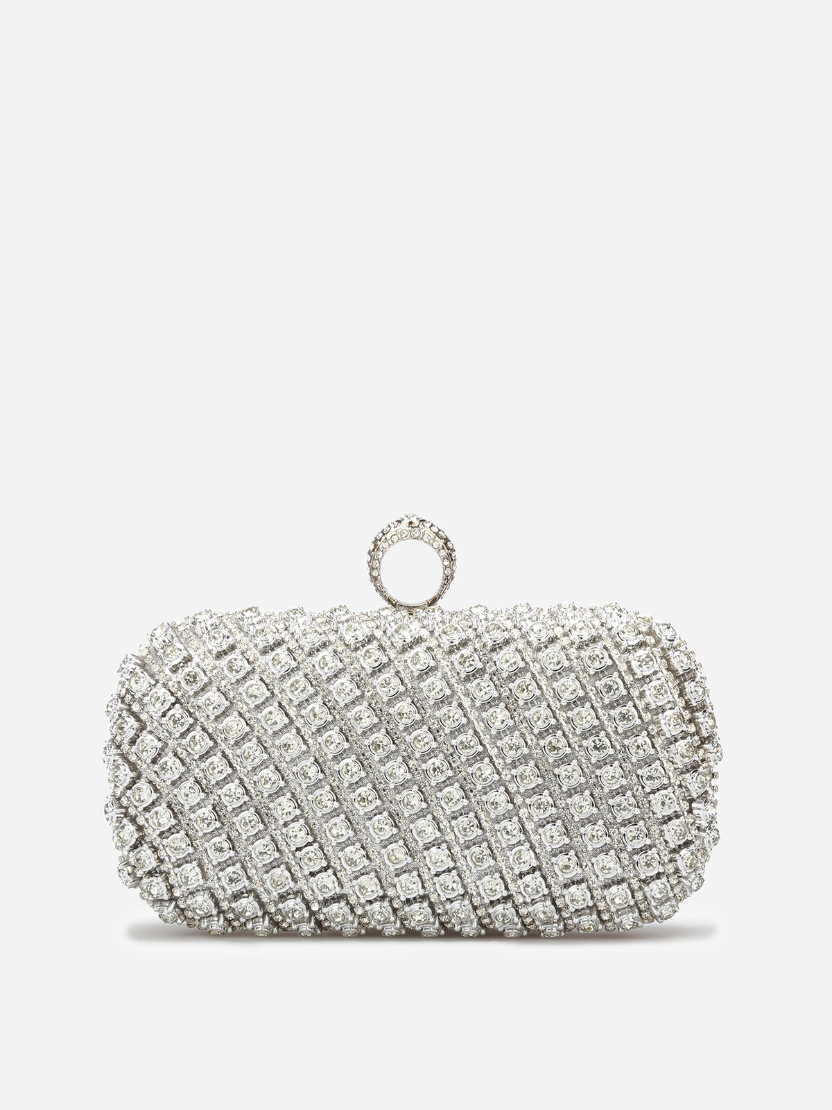 Minaudière à strass portée bague- Argenté