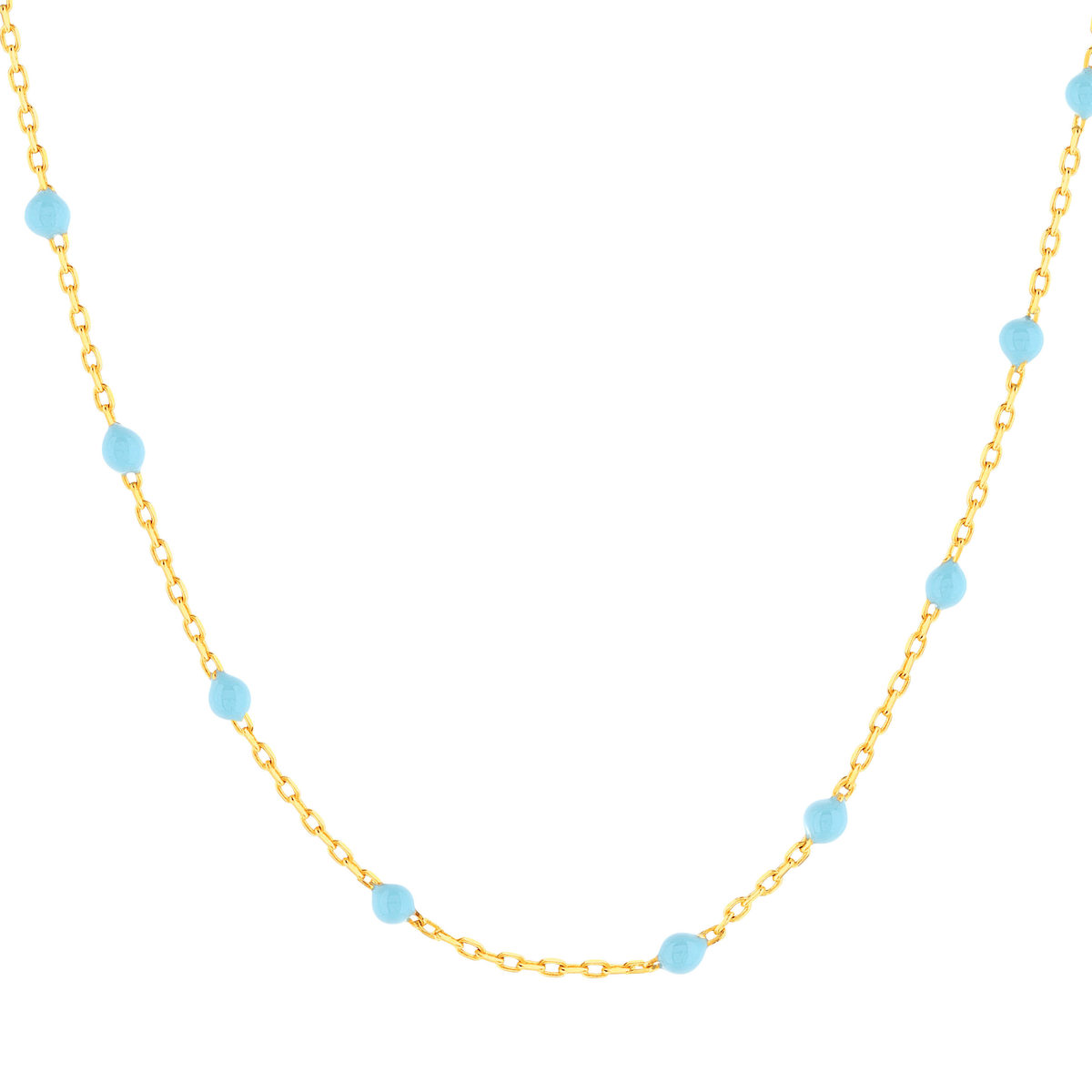Sautoir plaqué or jaune et résine bleue 60 cm