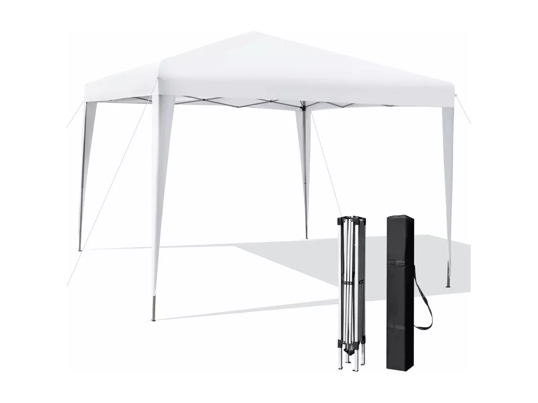 Tonnelle de Jardin Instantanée Pliable 295x295CM, Tente de Jardin Anti-UV Imperméable 3 Hauteurs 249/252/255 cm Sac de Rangement, pour Marché Patio CamBoisg Blanc