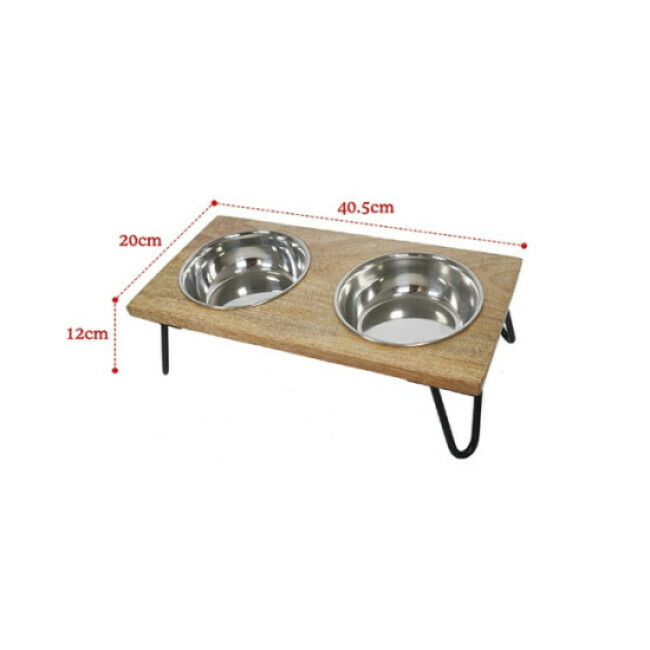 Gamelle double Wooden Double Dinner sur support