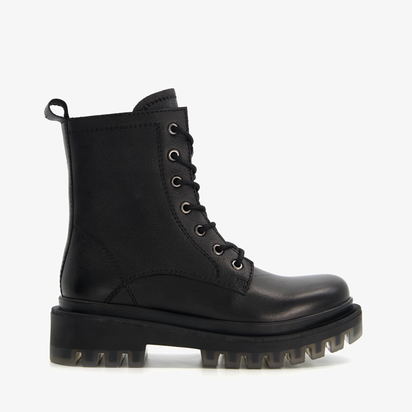 Harper leren dames veterboots met chunky zolen