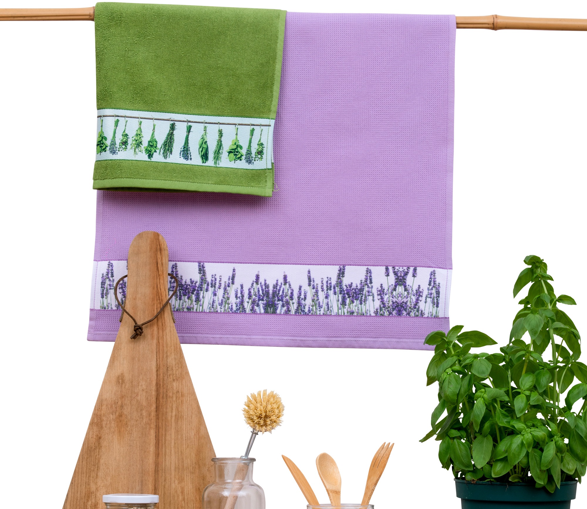 framsohn frottier Geschirrtuch »Kräuter, aus 100% Baumwolle« dichte Feinwebung, mit Bordüre, in Österreich hergestellt, 50x70 cm