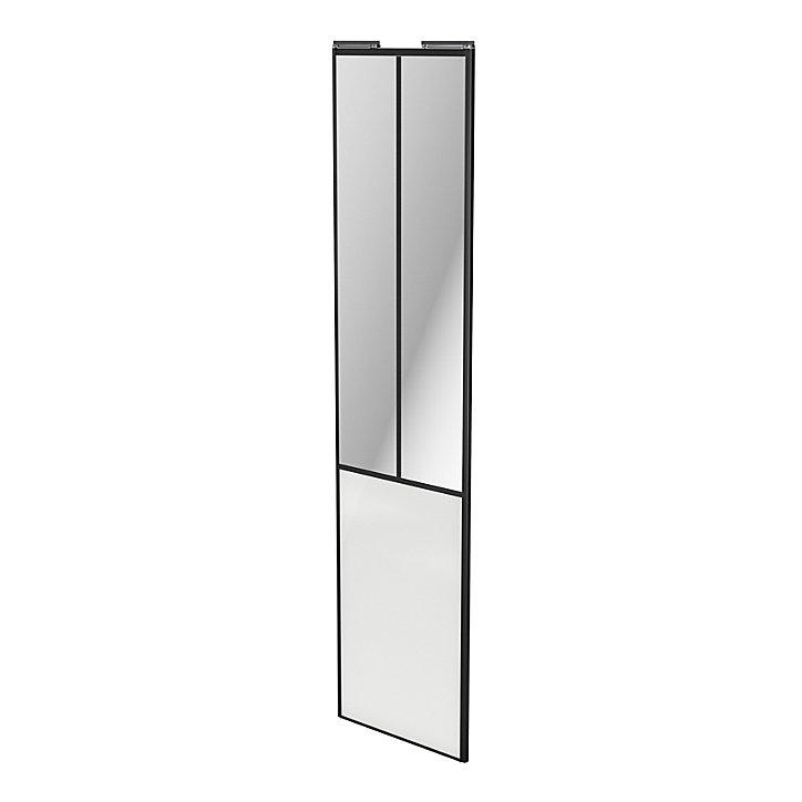 Porte de placard coulissante atelier blanc brillant profil noir GoodHome Arius H. 248,5 x L. 61.2 cm + amortisseurs