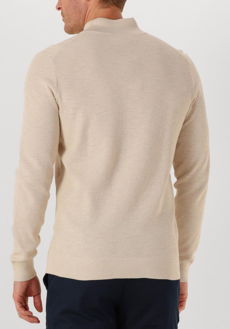 beige profuomo trui pullover half zip twinkle slub
