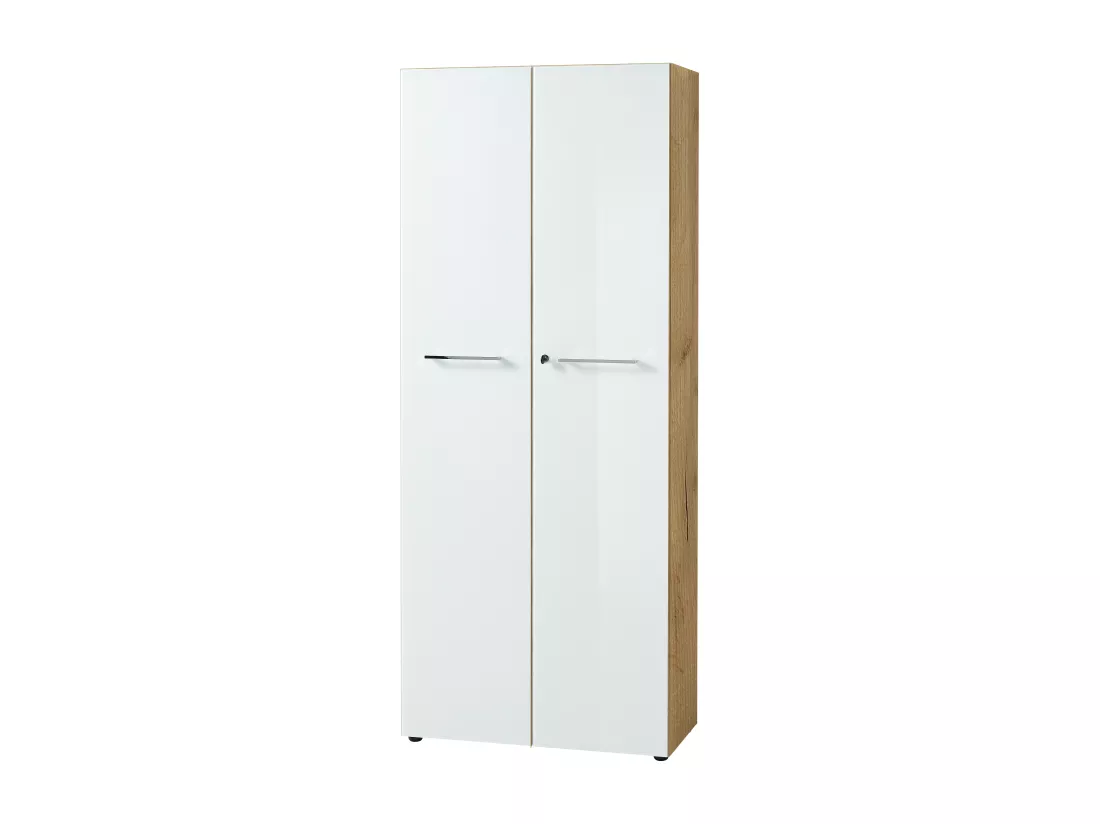 Armoire de bureau deux portes 196 cm blanche et aspect chêne Next