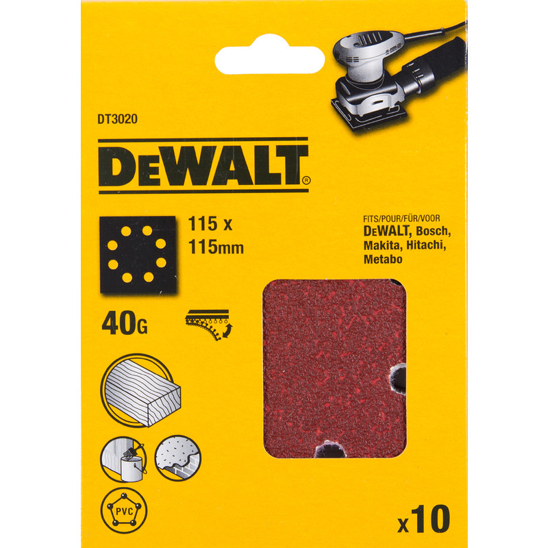 DeWALT schuurpapier 115x115mm 40 Grit
