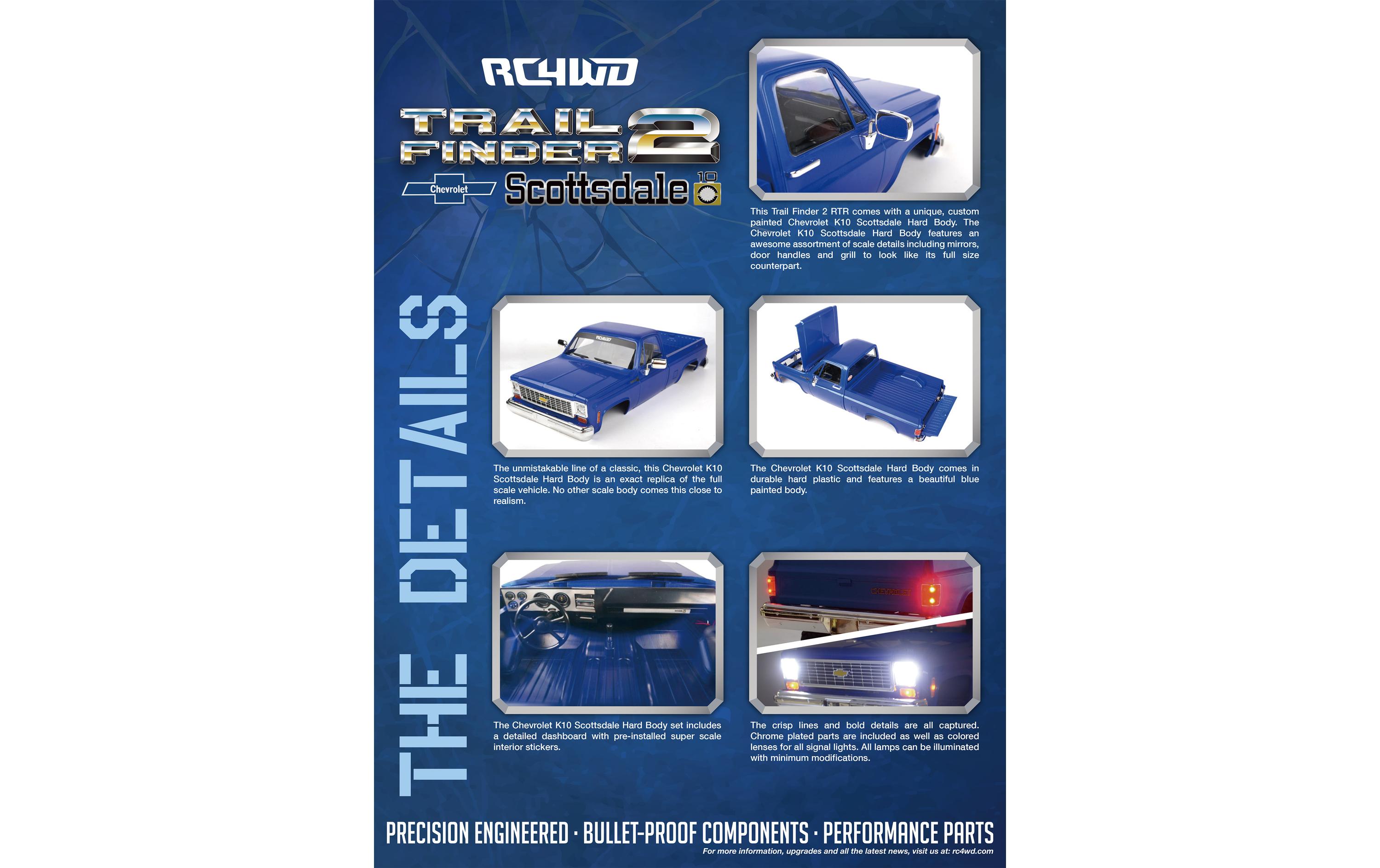 Scale Crawler Trail Finder 2 LWB Chevy K10 Blau, RTR, 1:10<br>Scale Chevrolet K10 Scottsdale Pick-up Off-Road Modell