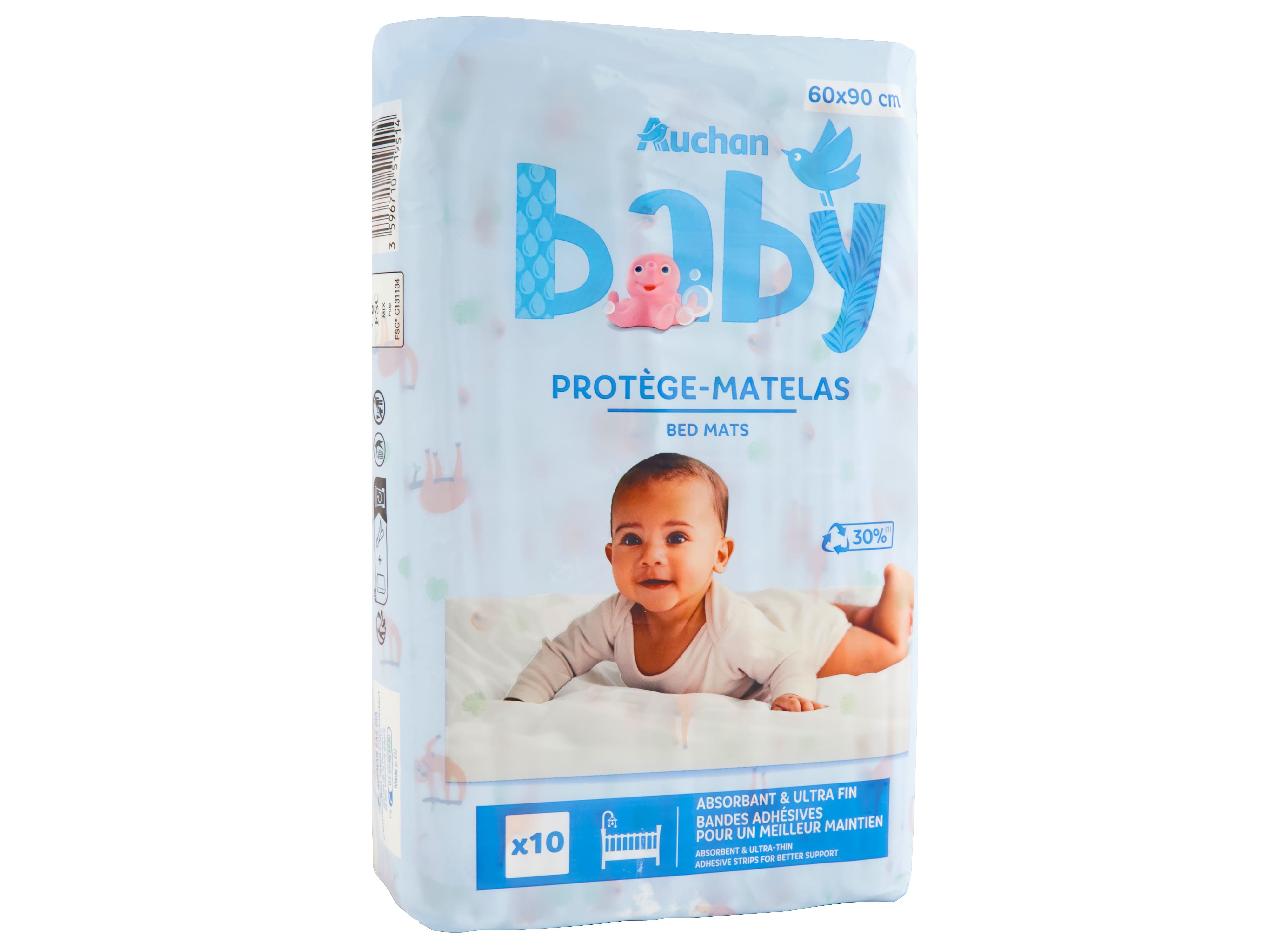 RESGUARDOS AUCHAN BABY PARA BERÇO 60X90CM 10UN