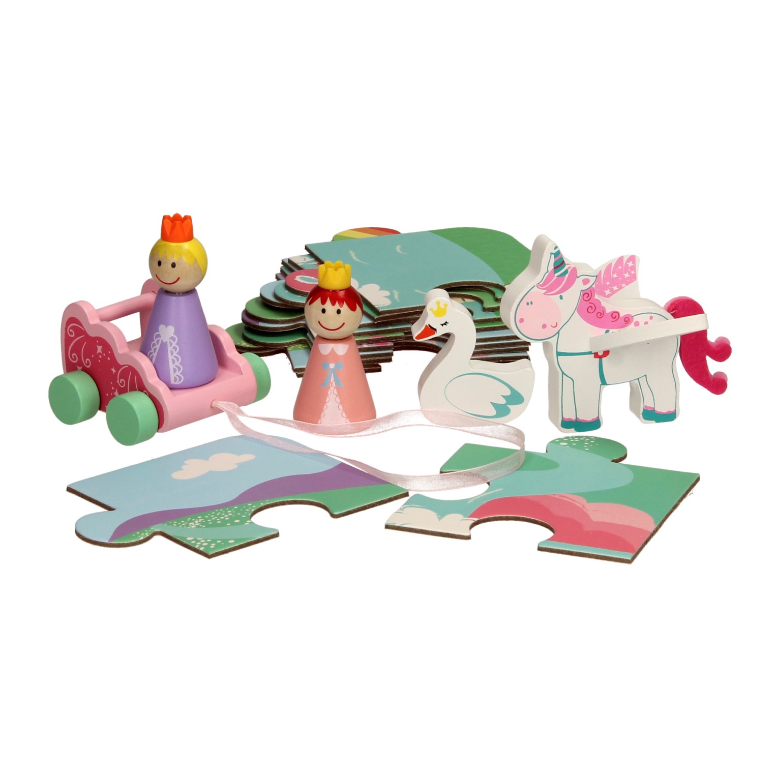 Eenhoorn Houten Speelfiguren & Puzzel in Opbergkoffer