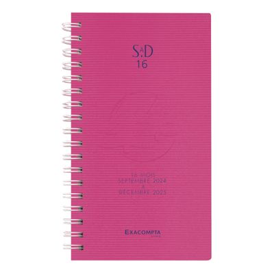 Agenda de poche spiralé Linicolor - 1 semaine sur 2 pages - 16 mois - 9 x 16 cm - disponible dans différentes couleurs - Exacompta