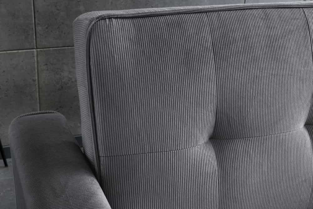 Ausziehbares Schlafsofa SMART 180cm grau Cord 2-Sitzer Couch mit Nosagfederung