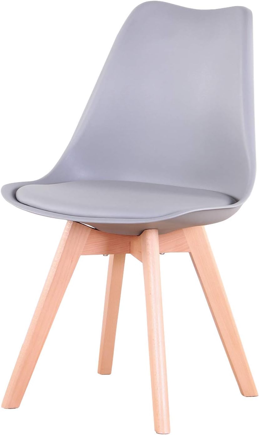 GrandCA HOME 6er-Set Esszimmerstühle, Skandinavische Stühle, Skandinavisches Design, Massivholzbeine, Ergonomisch, für Esszimmer, Wohnzimmer, Küche & Schlafzimmer (Grau,6)