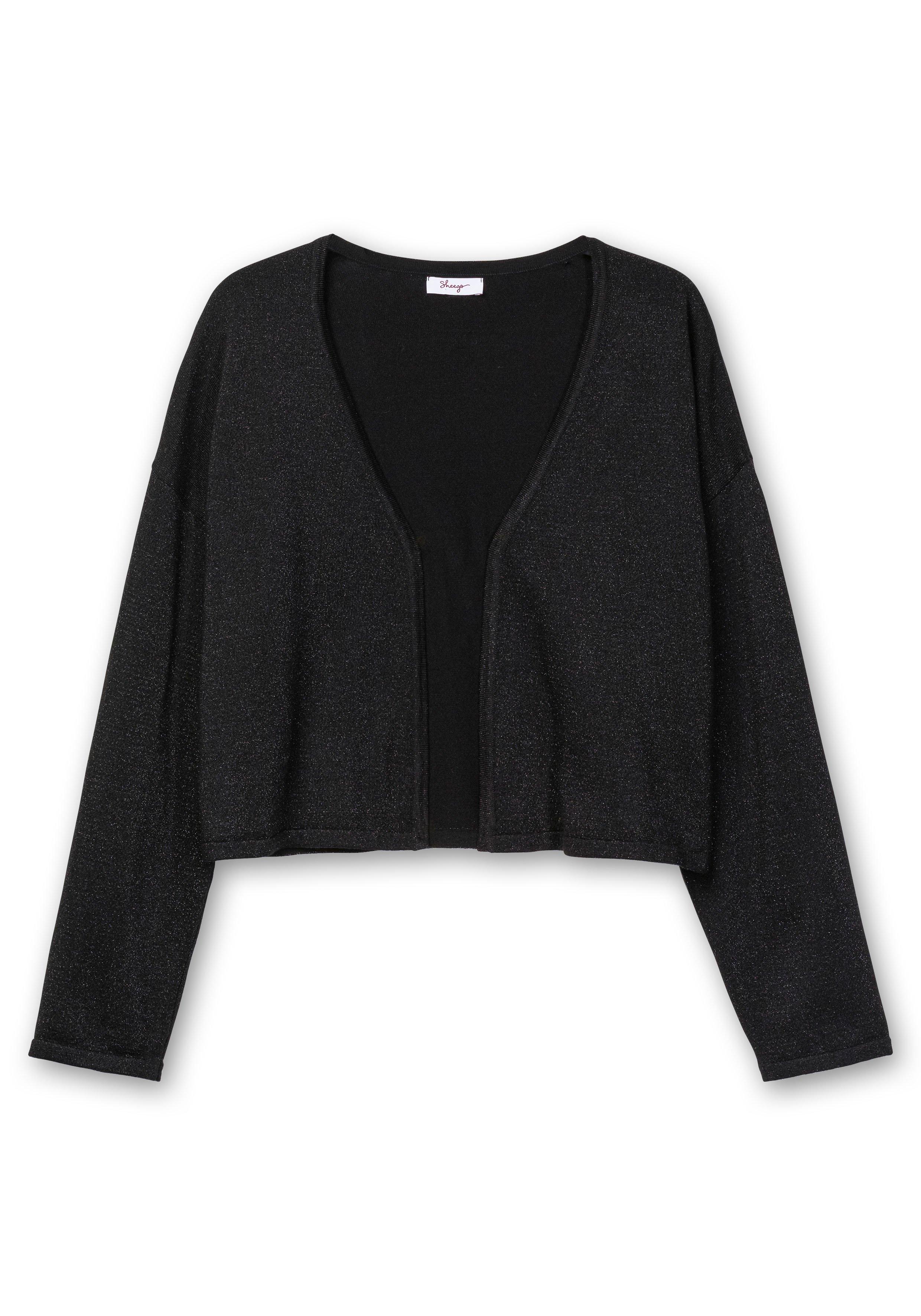 Verschlusslose Kurzstrickjacke mit Glitzergarn