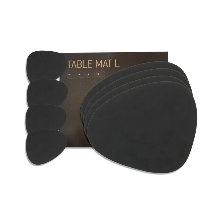 Lind DNA - Geschenkset Curve L, Nupo schwarz (4 Tischsets   4 Glasuntersetzer)