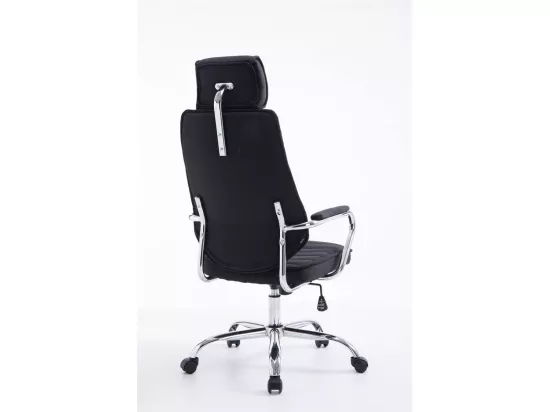 Chaise de bureau - Tissu & Métal chromé - Noir - Rako
