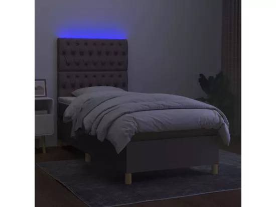 Sommier tapissier avec matelas et LED Taupe 90x190 cm Tissu
