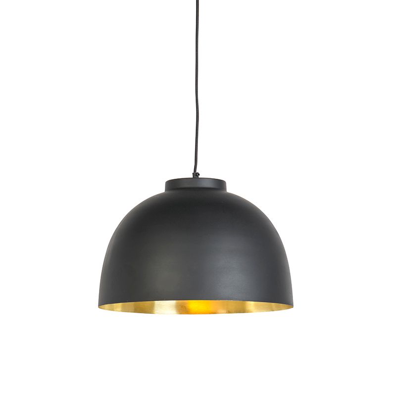 Hanglamp zwart met messing binnenkant 40 cm - Hoodi