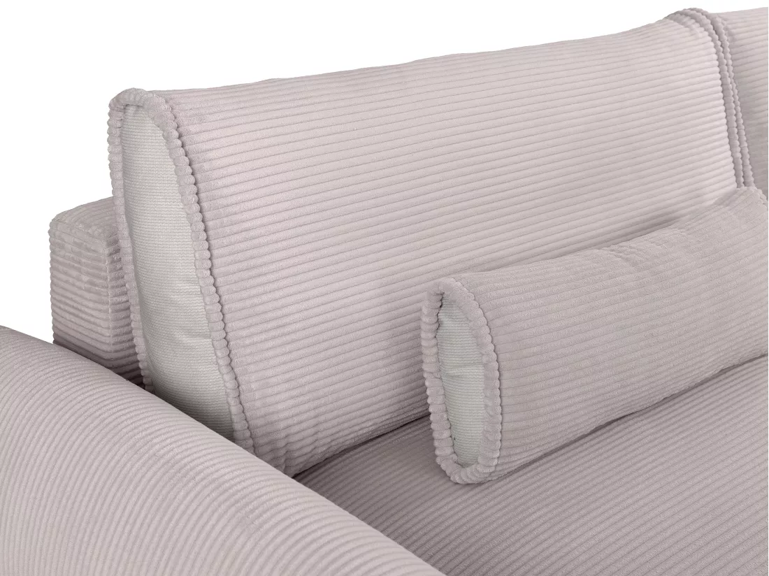 Canapé d'angle convertible et réversible en velours côtelé gris clair RISTANO