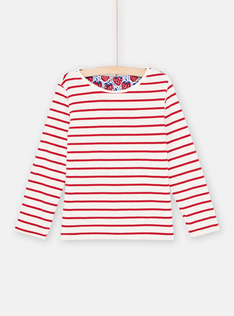 T-shirt à fond écru réversible fille