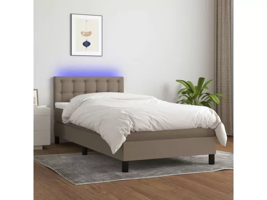Sommier tapissier avec matelas et LED Taupe 90x190 cm Tissu
