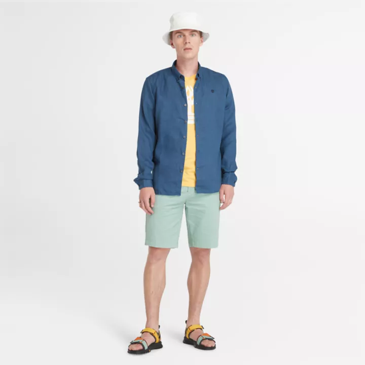 Short chino en sergé extensible pour homme en vert pâle