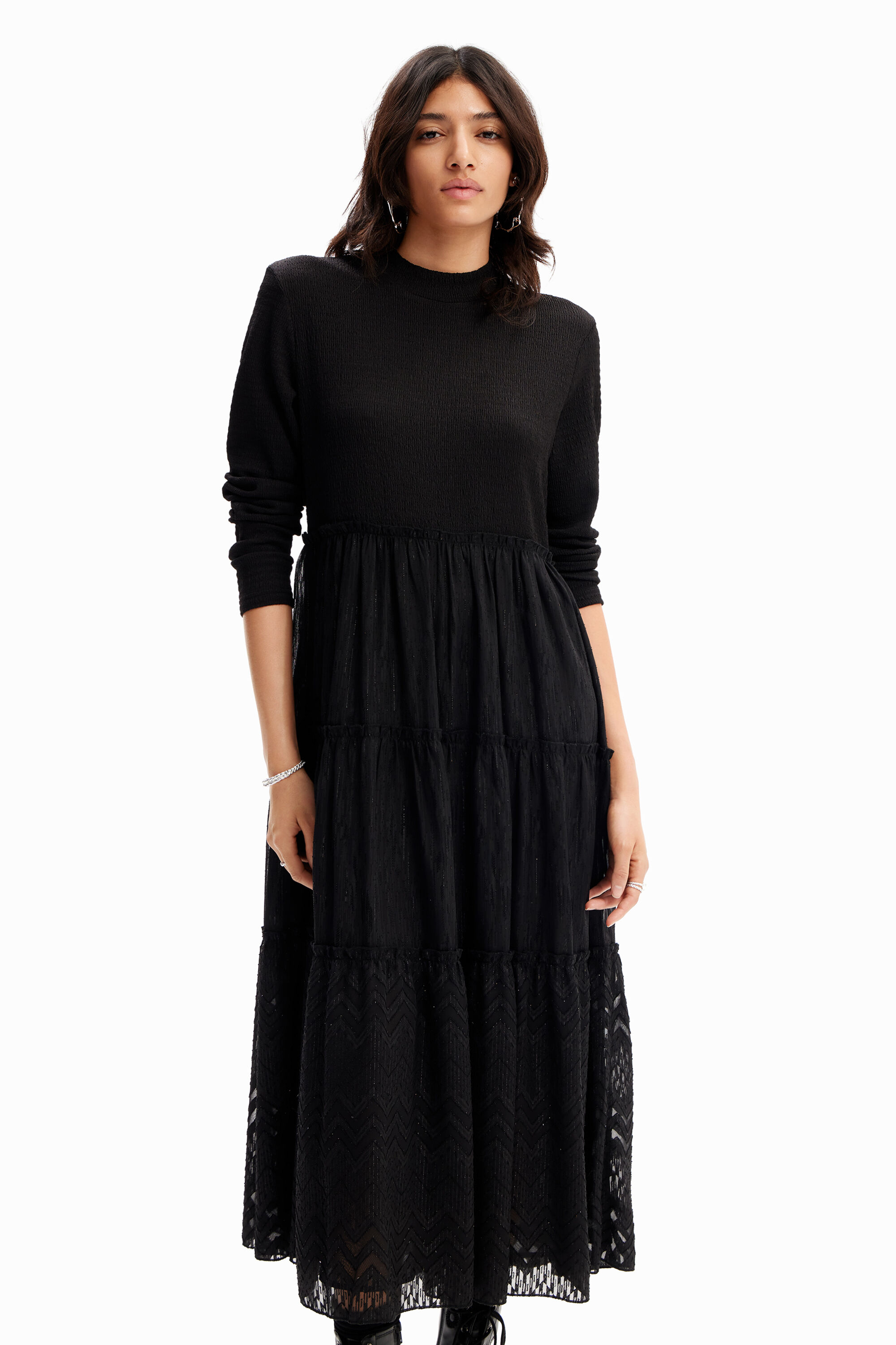 Vestido midi combinado