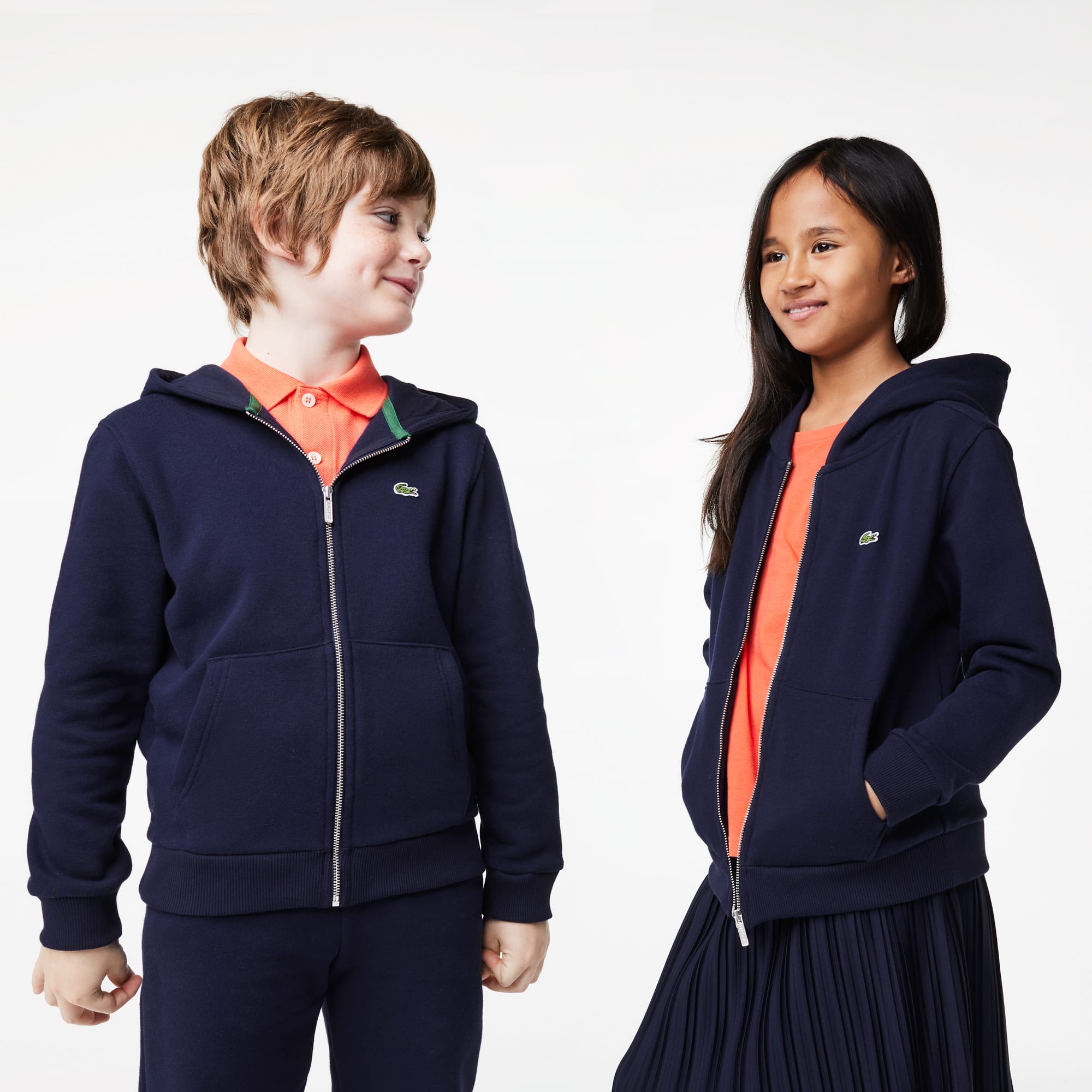 Sweatshirt zippé à capuche enfant Lacoste avec poche kangourou Pullovers & Sweatshirts - Bleu - Lacoste - Enfant