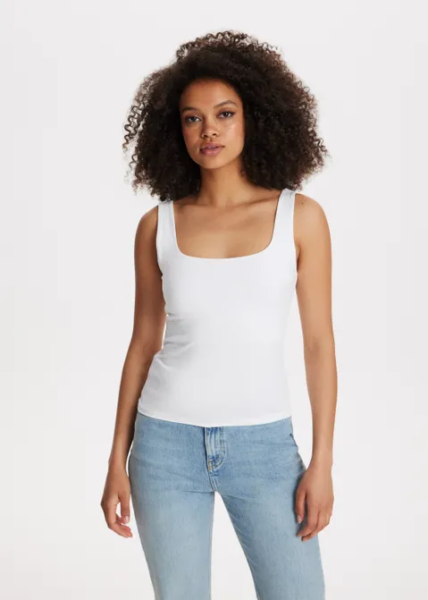 Basic singlet met vierkante hals wit (WIT)
