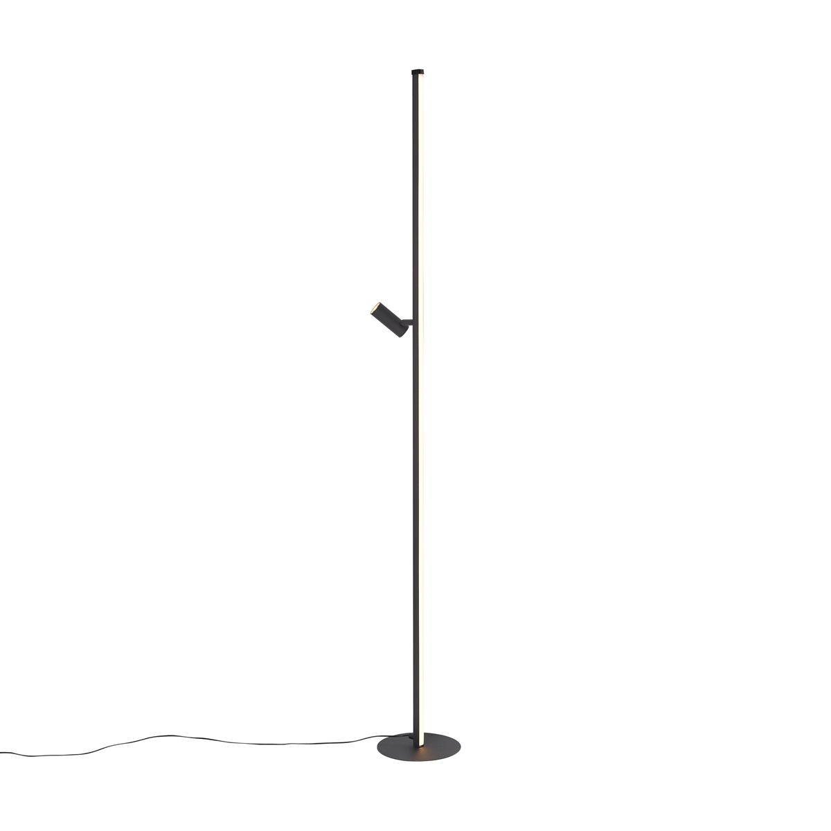 Design vloerlamp zwart met leeslamp incl. LED met touch dimmer - Throttle