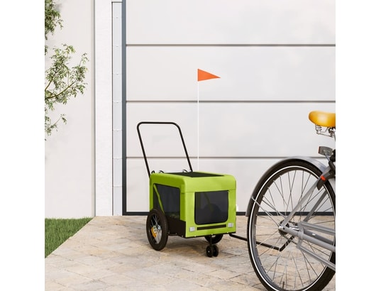 VIDAXL - Remorque de vélo pour animaux de compagnie vert et noir