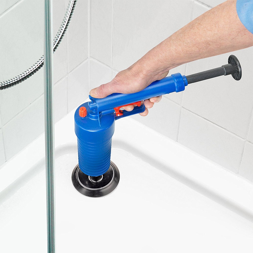 Pressluft Druckluft Rohrreinigungspistole Abfluss Pumpe für WC / Bad / Küche   4 Aufsätze