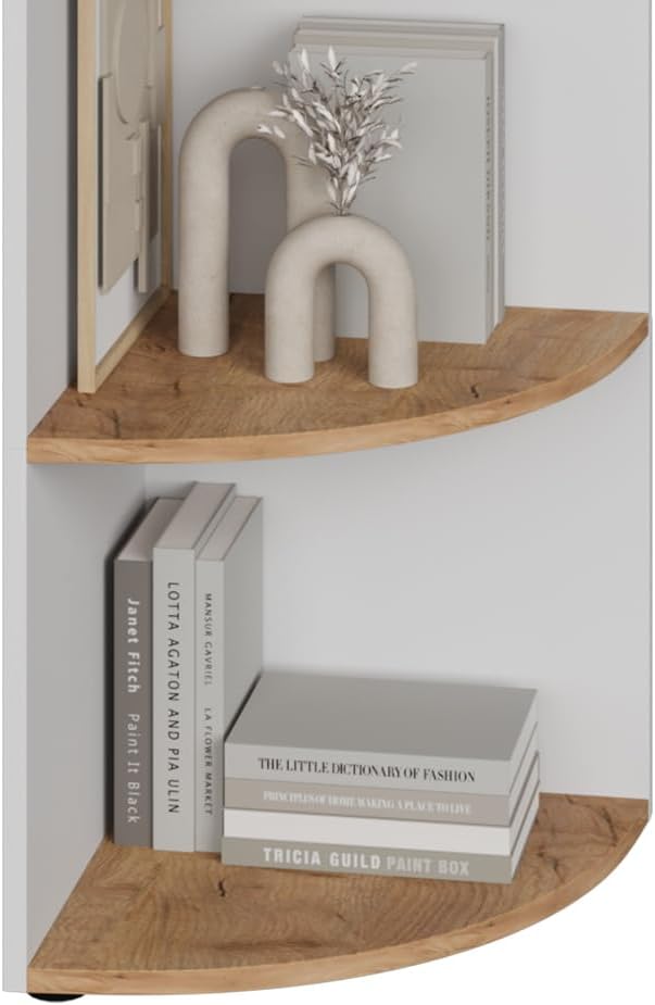 Vicco Eckregal Ecki, stehendes Bücherregal, Weiß/Goldkraft Eiche, 40 x 180.6 cm