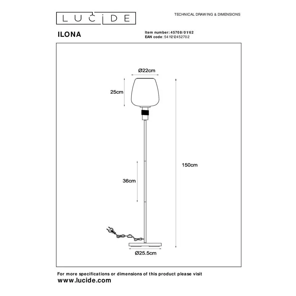 Lucide ILONA Vloerlamp - Amber
