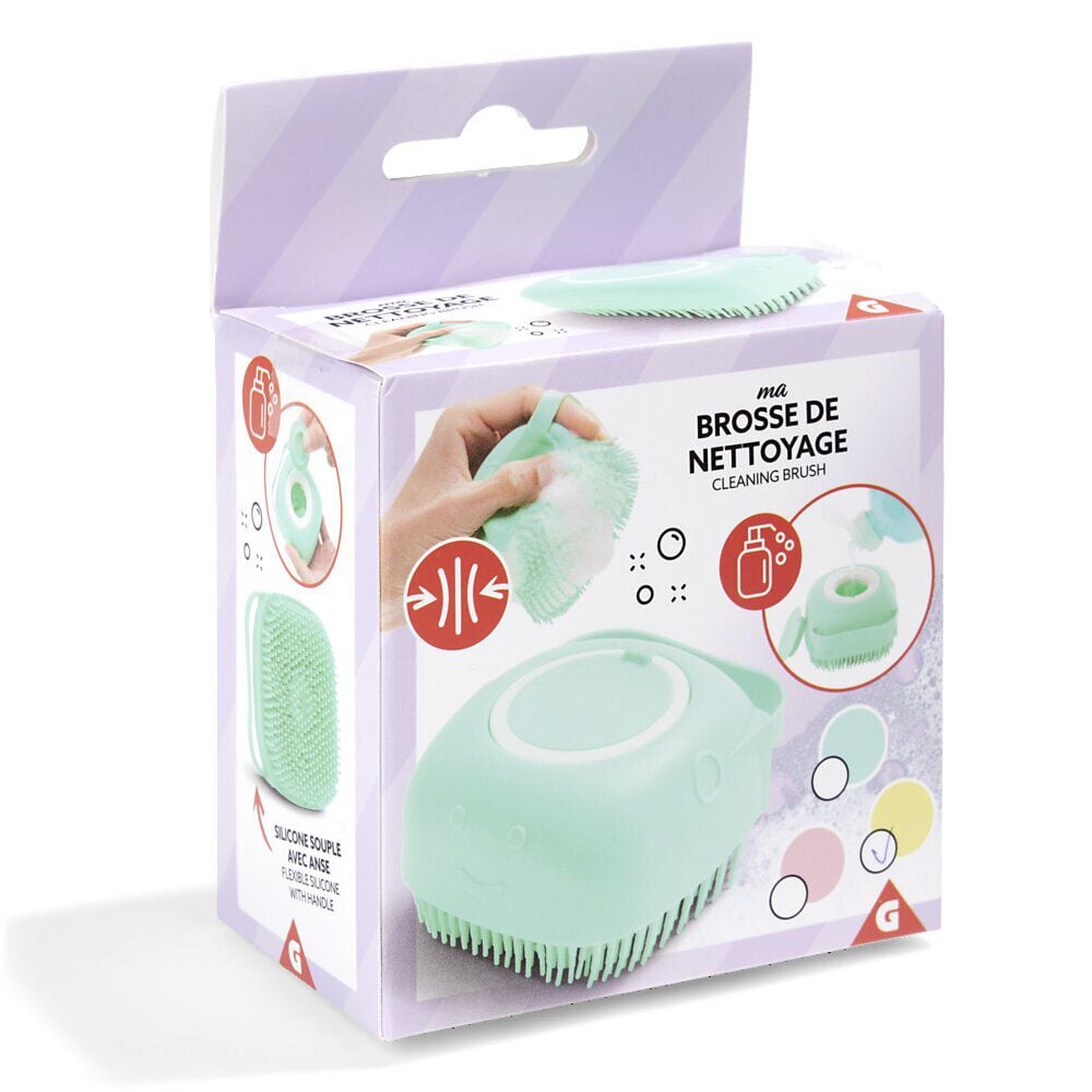 Brosse de nettoyage silicone souple avec réservoir 3 coloris