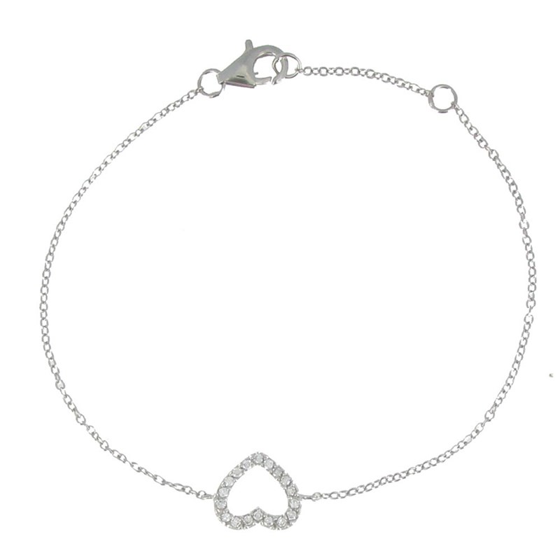 Bracelet Coeur de Strass Ajouré Argent