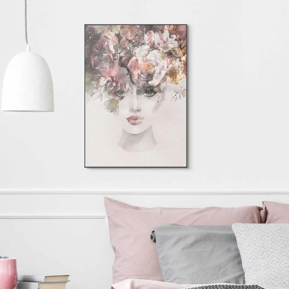 Schilderij Aquarel Vrouw - 70x50cm - Bont