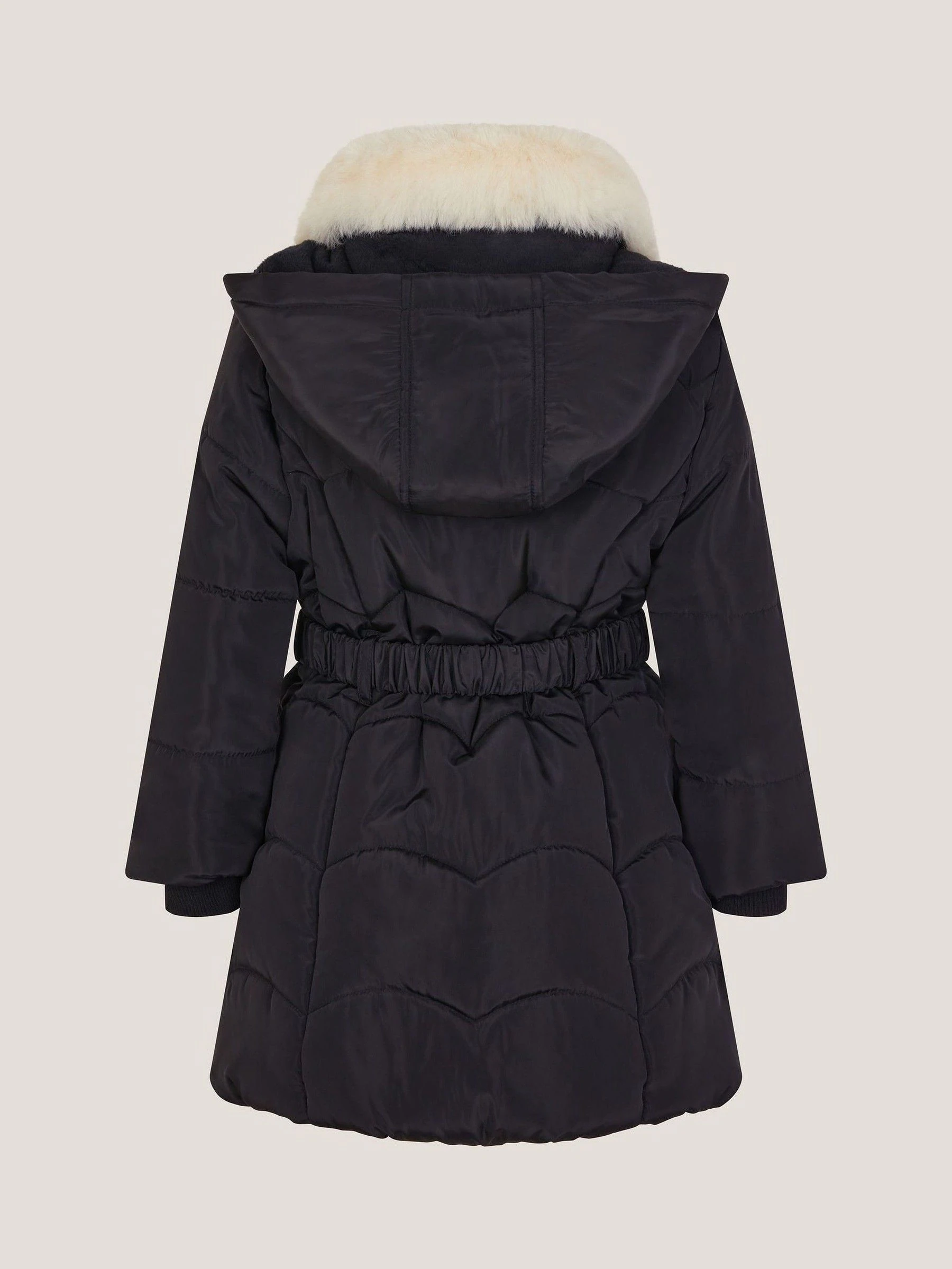 Monsoon Fluffy Collar Belted Puffer Coat