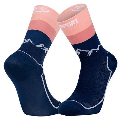 Chaussettes BV Sport Double GR Haute Bleu Marine/Rose