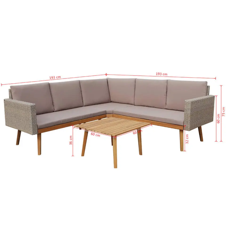 vidaXL - Tuinbank Set - Grijs - Poly rattan