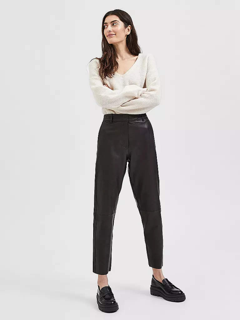 SELECTED FEMME Lederhose 7/8 SLFMARIE  braun