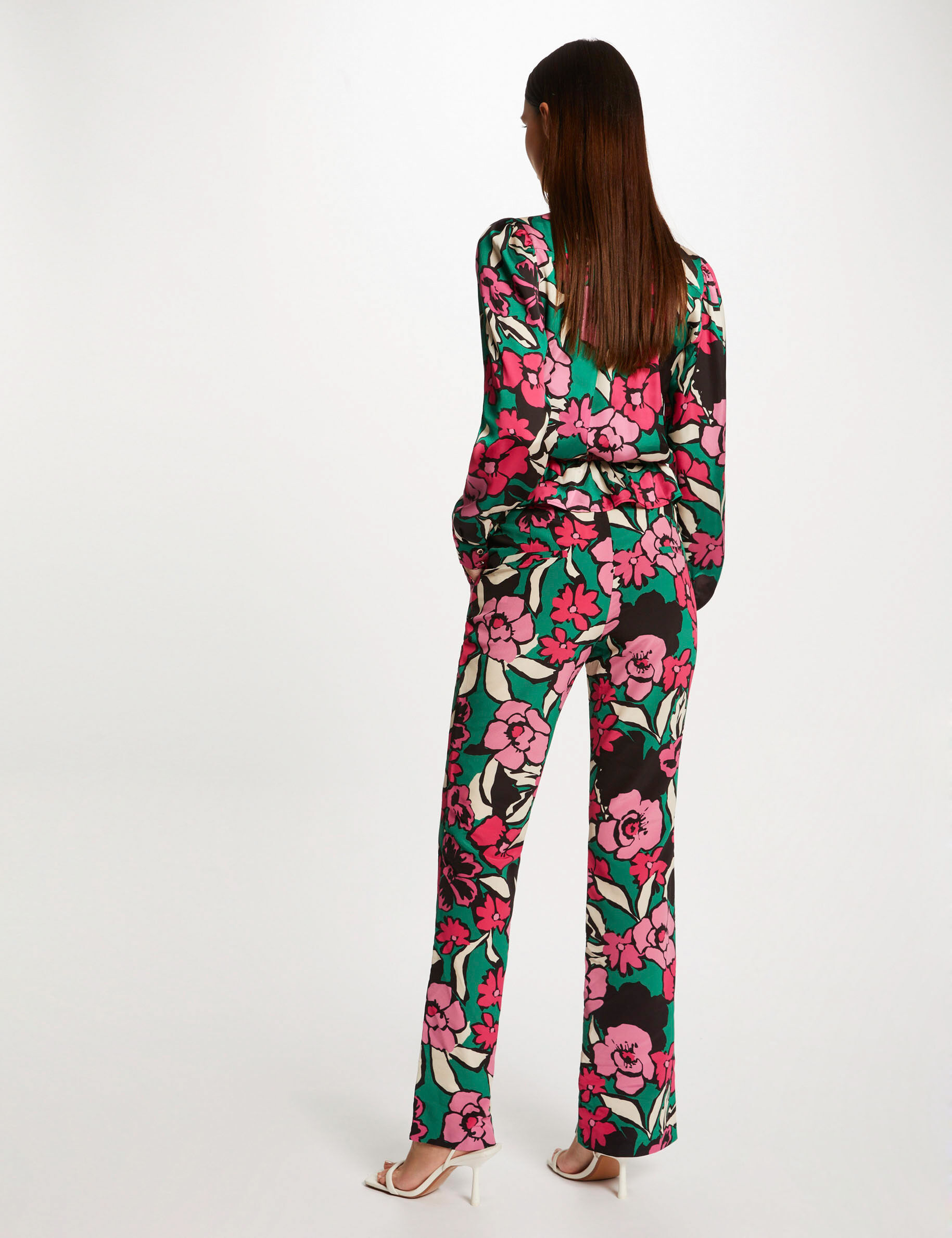 Pantalon droit imprimé floral multico femme - multico