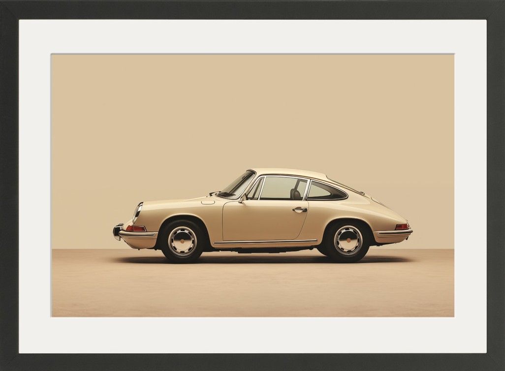 Art Print Vintage Porsche Beige