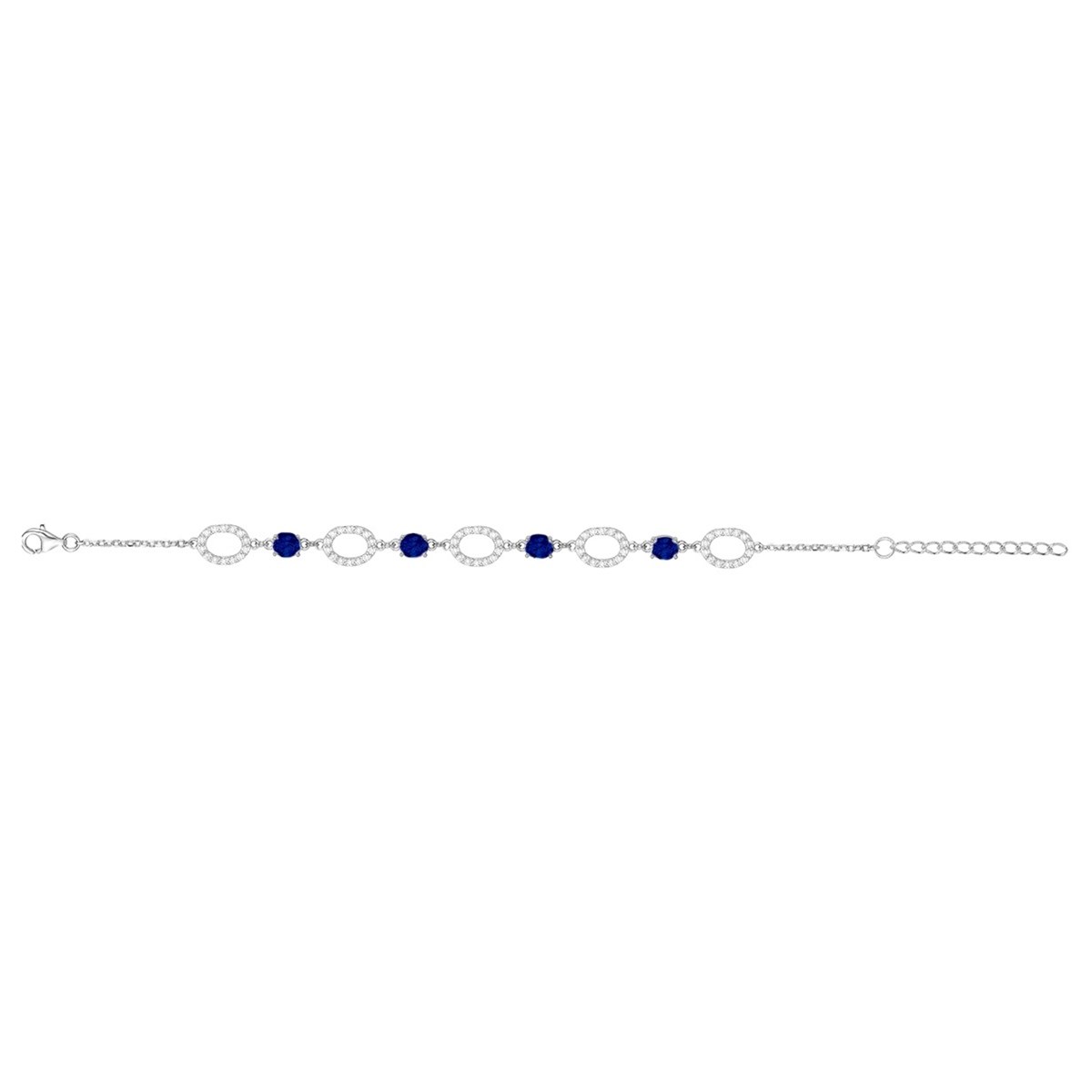 Bracelet souple multi-motifs en Argent avec spinelle bleu saphir
