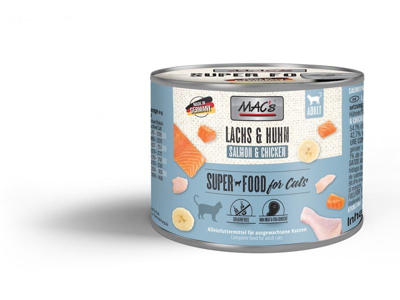 MAC's Nassfutter Lachs und Hühnchen 200 g Alleinfuttermittel für ausgewachsene Katzen