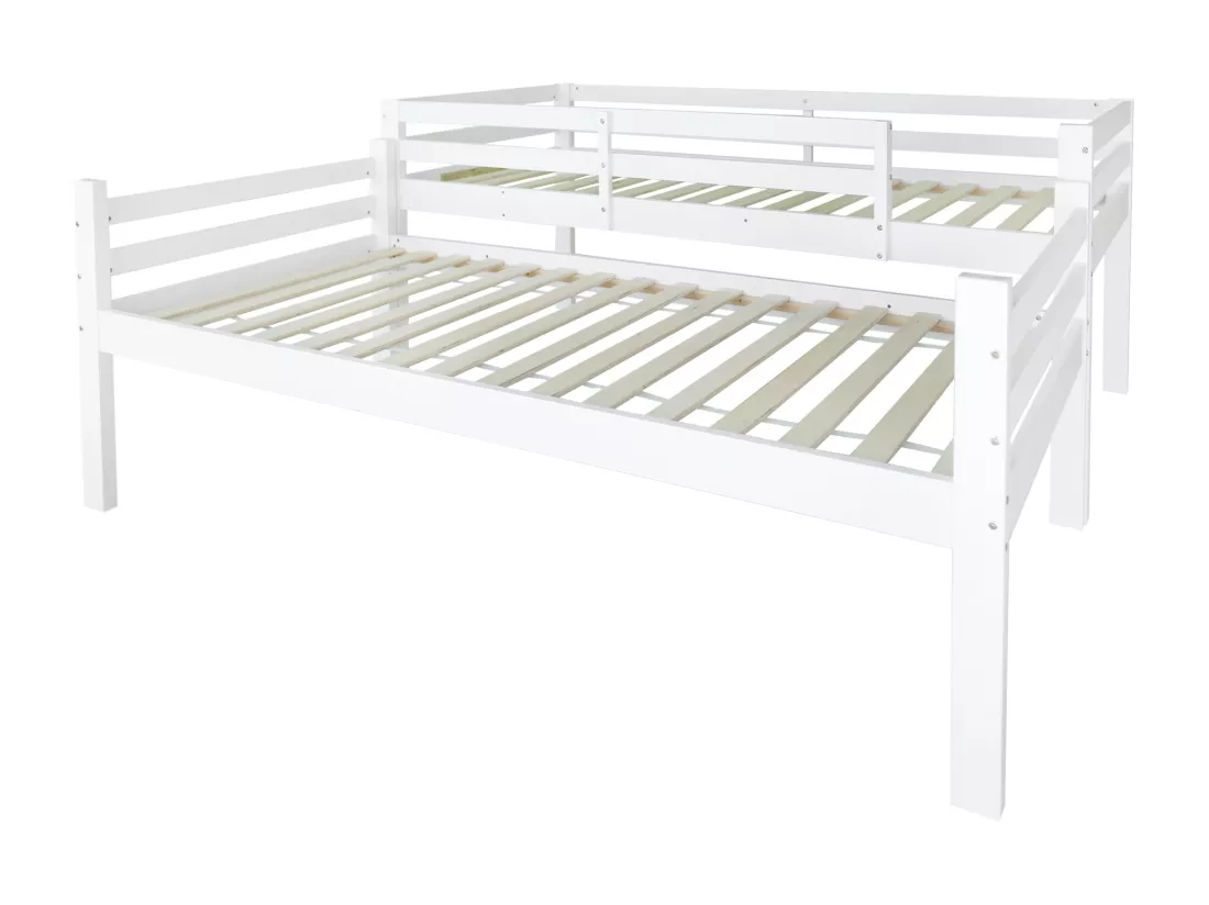 Lit superposé pour enfant - 2x90x200 cm - 2 casiers et étagères à chaussures - blanc